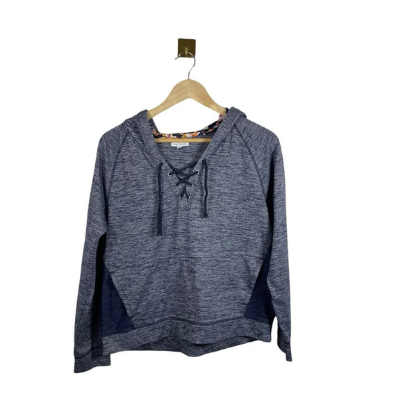 Vera Bradley Lace Up Floral Contrast Hoodie in Navy Multi Size M - Picture 7 of 12